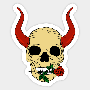 Romantic Devil Skull with Rose Sticker